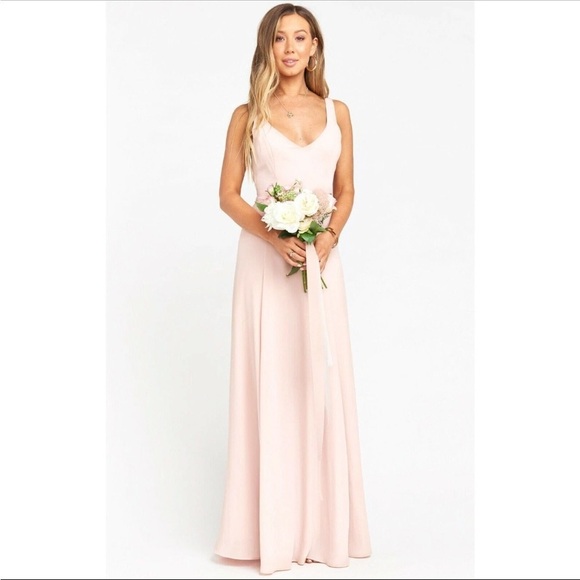 NWT Show Me Your MuMu Jenn Maxi Dress Dusty Blush Crisp Pink Chiffon SIZE XXS - Picture 3 of 5